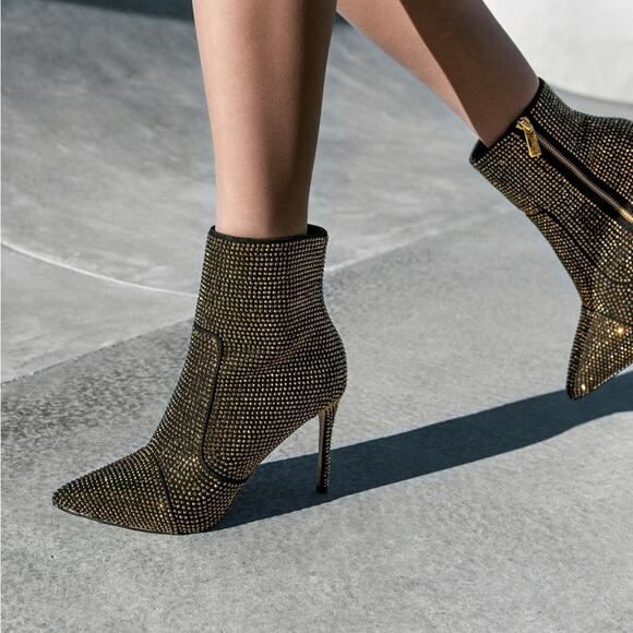 Michael Kors Black & Gold Rue Stiletto Booties 7 - Picture 2 of 7